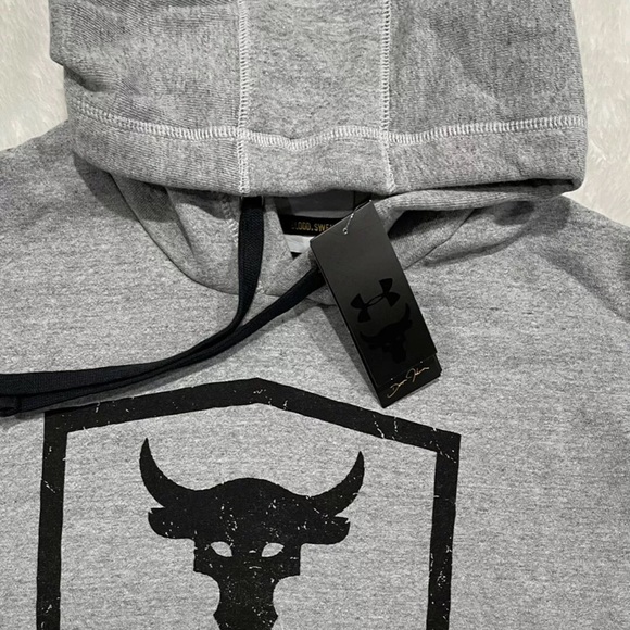 Under Armour Project Rock Warm-Up Hoodie Sweatshirt Pullover Gray - Picture 6 of 10